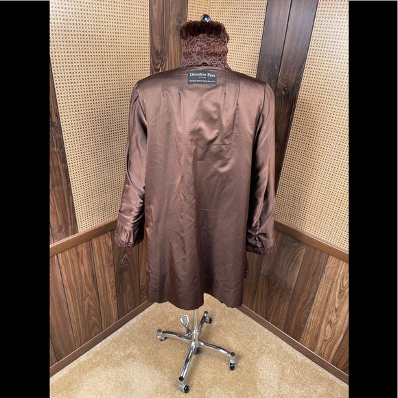 Dworkin Furs Brown Persian Lamb & Sheared Beaver Trim Fur Coat Jacket Small - Picture 10 of 12
